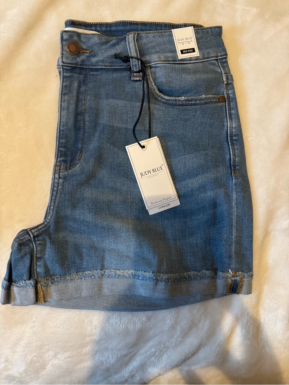 Judy Blue Medium Wash Frayed Hem Denim Shorts